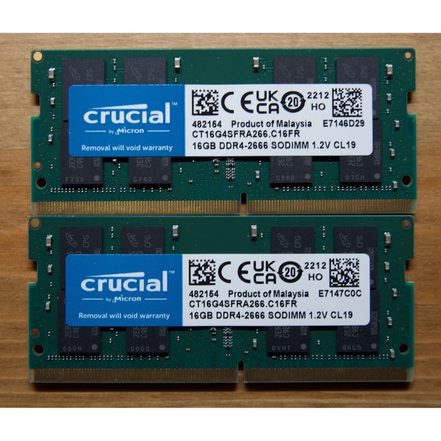 Crucial 16GB x 2 枚SO-DIMM メモリ DDR4 スマホ/家電/カメラのPC/タブレット(PCパーツ)の商品写真