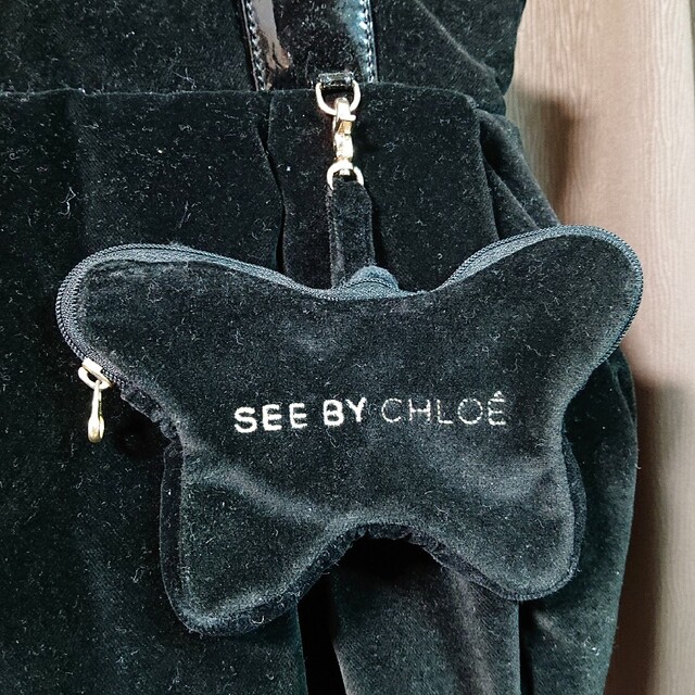 SEE BY CHLOE(シーバイクロエ)のSEE BY CHLOE  ジョイライダー ベロア バタフライ　きれい美品 レディースのバッグ(トートバッグ)の商品写真