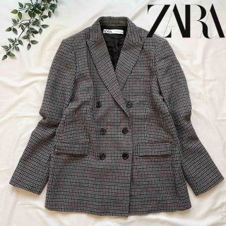 ザラ(ZARA)のZARA ザラ チェック テーラードジャケット ダブル(テーラードジャケット)