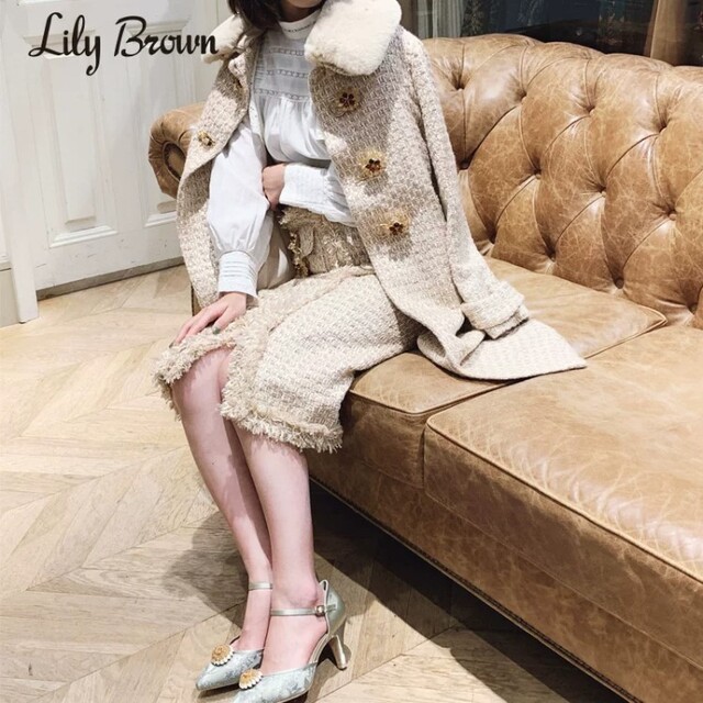 Lily Brown - L.B CANDY STOCK ビジューツイードスカートの通販 by