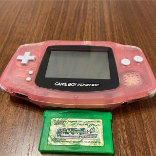 ニンテンドウ(任天堂)の【中古】ゲームボーイアドバンス  ミルキーピンク ポケモン リーフグリーン付き(携帯用ゲーム機本体)