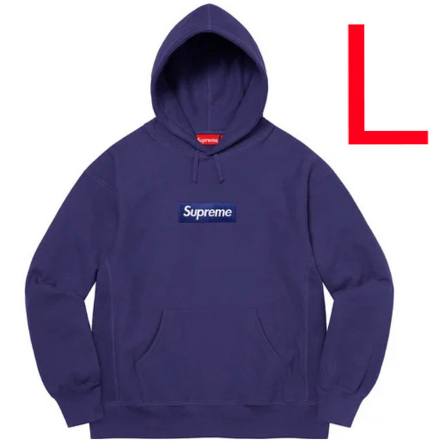 トップス送料込 Lサイズ 21AW Supreme Box Logo パーカー ネイビー