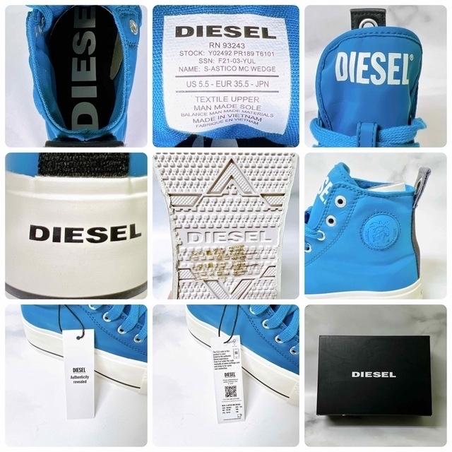 新品未使用】DIESEL ディーゼル 厚底ハイカット スニーカー 青 22.5