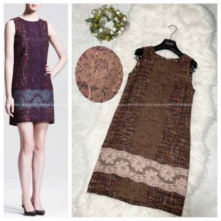 DOLCE&GABBANA - 本物 美品 ドルチェ&ガッバーナ 花柄 レース ツイード