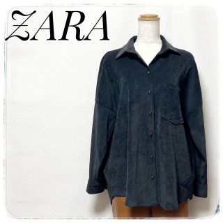 ザラ(ZARA)のZARA BASICザラベーシック✨️ブラウス コーデュロイシャツ XSブラック(シャツ/ブラウス(長袖/七分))