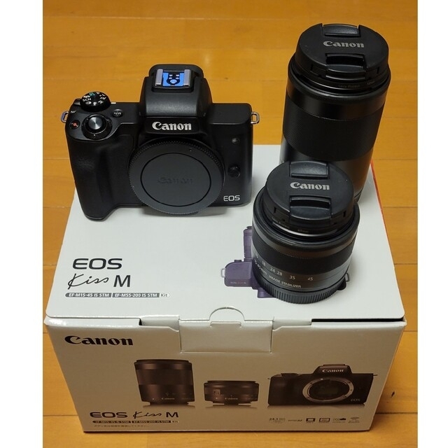 Canon EOS Kiss M ダブルズームキット ブラック 【返品?交換対象商品 