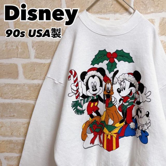 90s USA製 Disney ディズニー スウェット トレーナー クリスマス