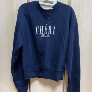 グレイル(GRL)の裏毛ロゴ刺繍スウェット pm129 ネイビー Mサイズ GRL グレイル(トレーナー/スウェット)