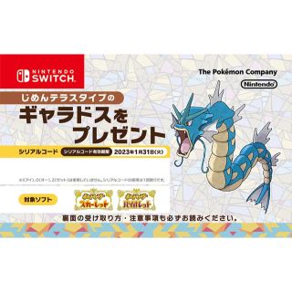 ポケモン(ポケモン)のジャンプフェスタ限定　じめんテラスタイプギャラドスシリアルコード(家庭用ゲームソフト)