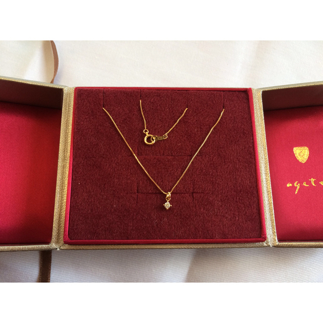 ☆美品☆agete アガット k18 YG 一粒ダイヤネックレス0.05ct | www