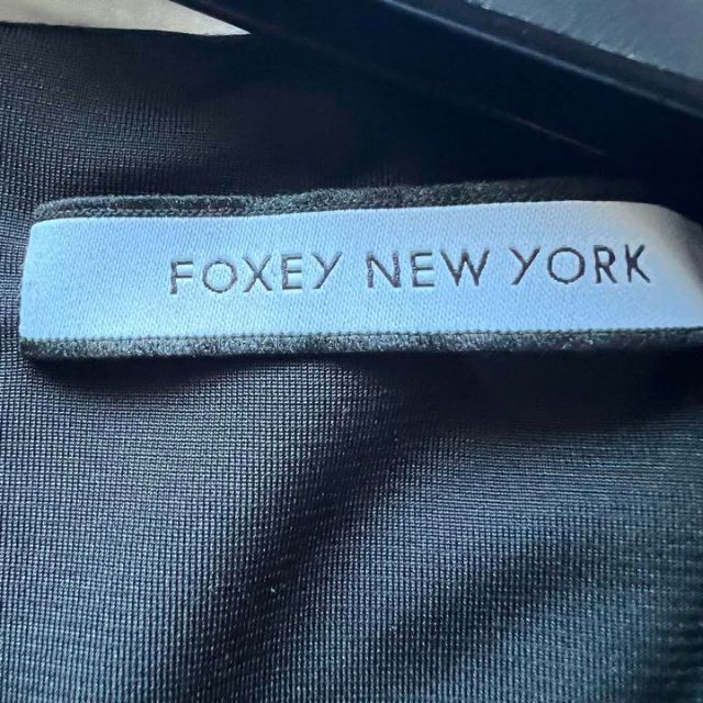 良品】FOXEY NEW YORK レザードッキングワンピース ブラック 40 最も