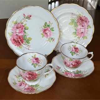 ロイヤルアルバート(ROYAL ALBERT)の【美品】ロイヤルアルバート★アメリカンビューティー★トリオ　ペア(食器)