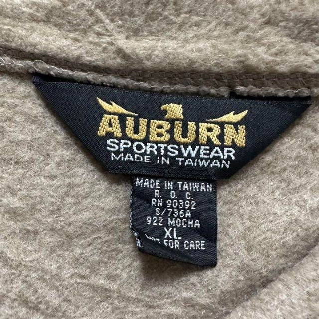 90s AUBURN フリース　ハーフジップ　スウェット　茶　XLサイズ　古着 メンズのトップス(スウェット)の商品写真