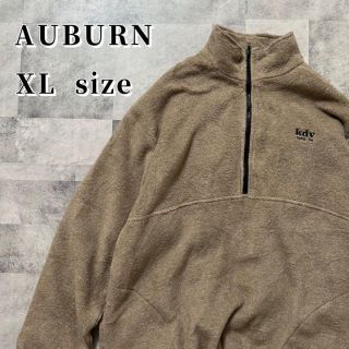 90s AUBURN フリース　ハーフジップ　スウェット　茶　XLサイズ　古着(スウェット)