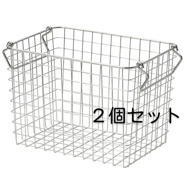 MUJI (無印良品)(ムジルシリョウヒン)の無印良品 ステンレスワイヤーバスケット 2個セット インテリア/住まい/日用品の収納家具(棚/ラック/タンス)の商品写真