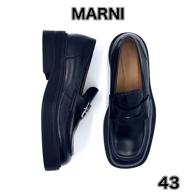 43 28cm MARNI マルニ コイン ローファー 厚底 ブラック-