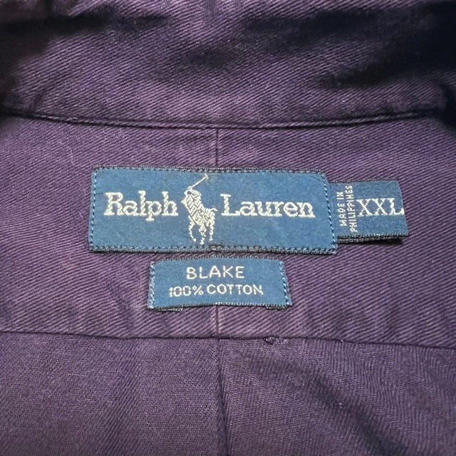 Ralph Lauren(ラルフローレン)の【ラルフローレン】ワンポイント刺繍ロゴビッグボタンダウンシャツ 90s パープル メンズのトップス(シャツ)の商品写真