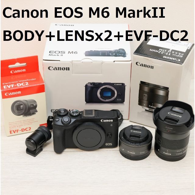 上品な Canon - 美品 EOS M6 Mark II 神レンズ２本 外付けEVF 単焦点 超広角 ミラーレス一眼