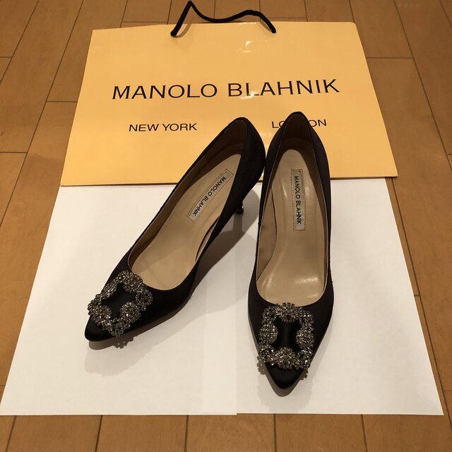 MANOLO BLAHNIK - 〜1/17】マノロブラニクManolo Blahnikハンギシ 黒 7cmヒール