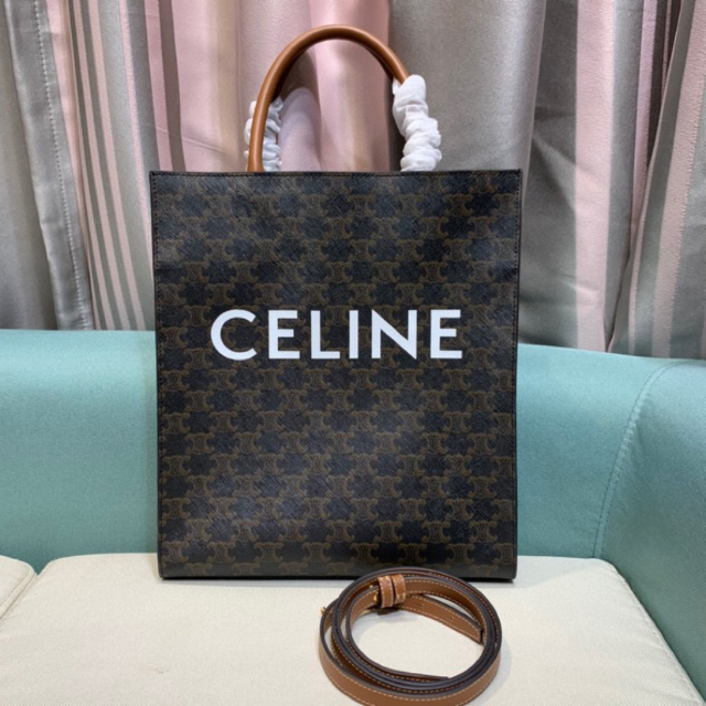 100%の保証 celine - CELINE レザートリムロゴキャンバストートバッグ ショルダーバッグ