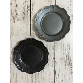 アンティーク風13cm 小皿マットブラック2個 洋食器 美濃焼オシャレ カフェ風(食器)