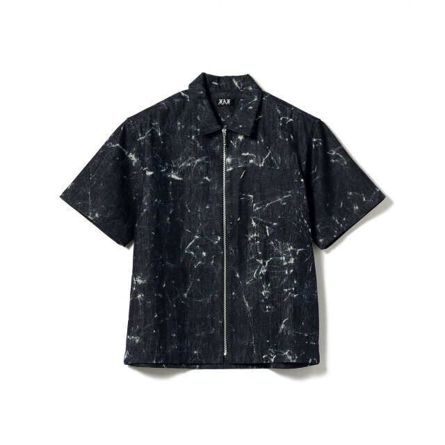 【INDIGO】Fake Ass Flowers / Bleached Denim Zip Shirts