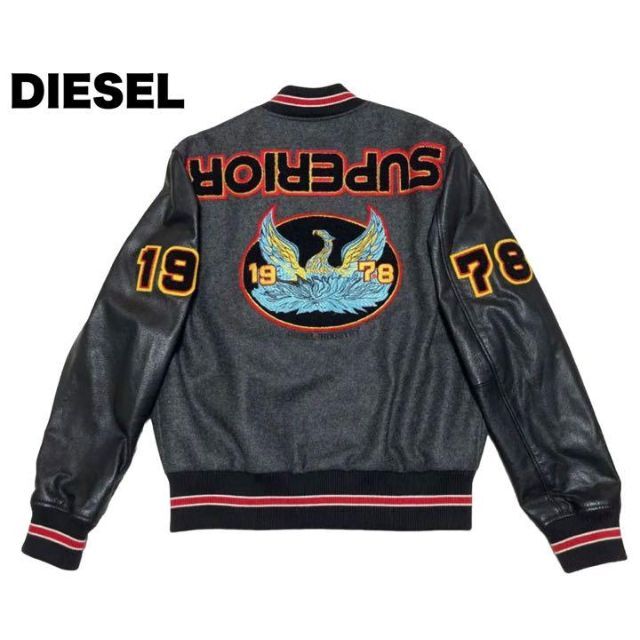 DIESEL - ディーゼル スタジャン 袖レザー L-HARRY BOMBER デカロゴ