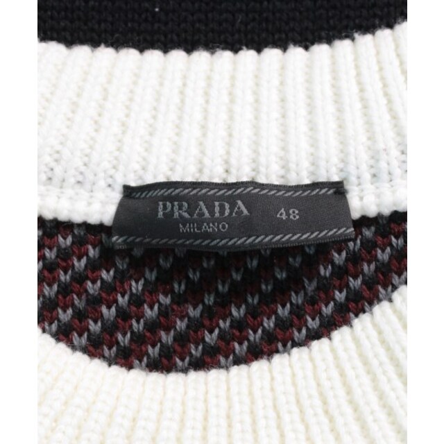 PRADA プラダ ニット・セーター 48(L位) 黒x白x赤等(総柄) | www