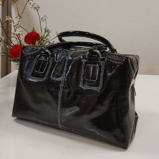 トッズ(TOD'S)のTOD'S D-CUBE　パテント　バッグ　ブラック(ボストンバッグ)