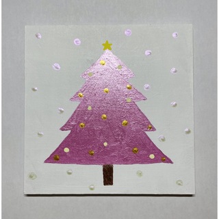 320 クリスマスツリーアクリル画原画キラキラ(絵画/タペストリー)