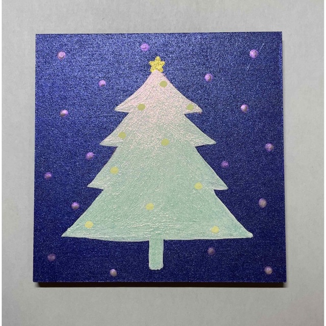 323クリスマスツリーアクリル画原画キラキラ エンタメ/ホビーの美術品/アンティーク(絵画/タペストリー)の商品写真