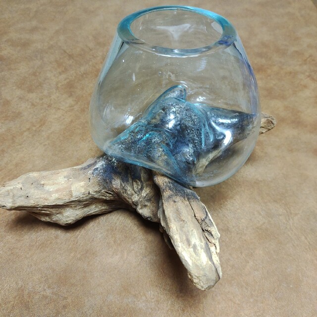 送料無料　アート　オブジェ流木ガラス　花瓶 金魚鉢 ガーデニング テラリウム