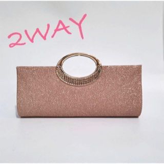 パーティバッグ　結婚式　クラッチバッグ　2WAY シャンパンゴールド　ラメ(クラッチバッグ)