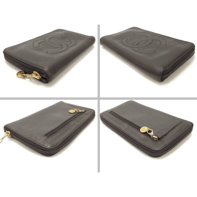CHANEL - シャネル キャビアスキン ラウンドファスナー 長財布 黒