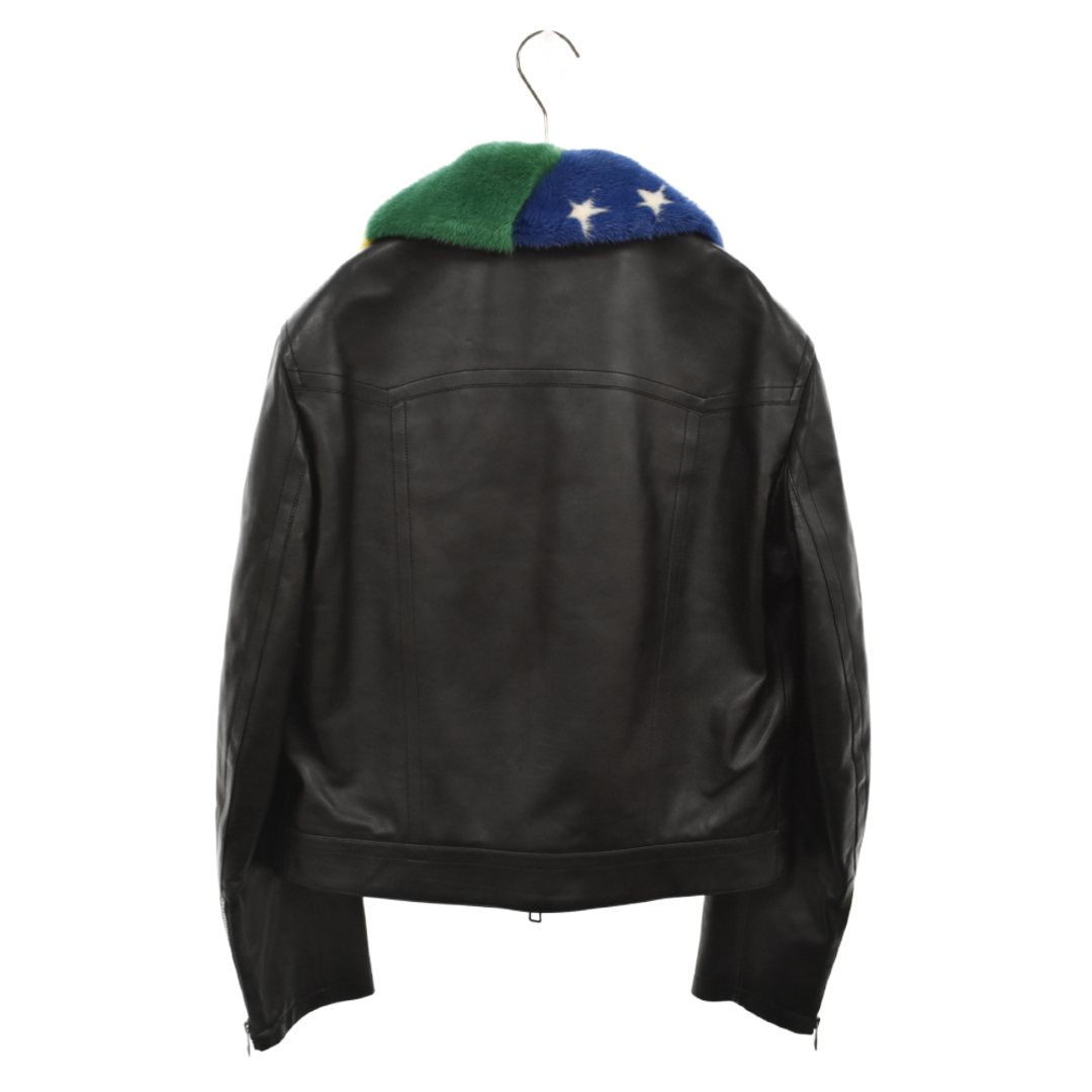 LOUIS VUITTON ルイヴィトン 19AW American/Brazilian Fur Callor Leather Jacket HHL60ERDS A115 ランウェイモデル 取り外し式襟付レザーシングルライダーズブルゾン 1
