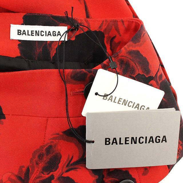 Balenciaga(バレンシアガ)のバレンシアガ BALENCIAGA スカート 花柄 タイト ひざ下 34 赤 レディースのスカート(ひざ丈スカート)の商品写真