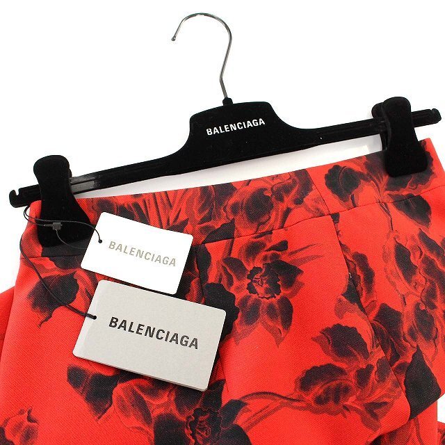 Balenciaga(バレンシアガ)のバレンシアガ BALENCIAGA スカート 花柄 タイト ひざ下 34 赤 レディースのスカート(ひざ丈スカート)の商品写真