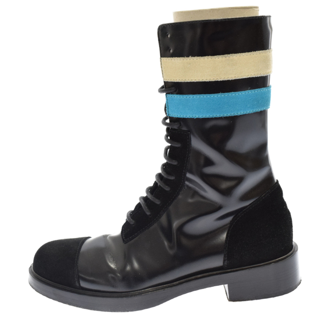 RAF SIMONS(ラフシモンズ)のRAF SIMONS ラフシモンズ 16AW NARROW BOOTS WITH 2 STRIPES サイドジップ レースアップ ナローブーツ ブラック メンズの靴/シューズ(ブーツ)の商品写真