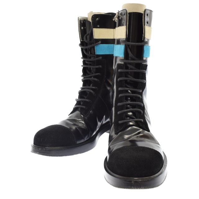 RAF SIMONS(ラフシモンズ)のRAF SIMONS ラフシモンズ 16AW NARROW BOOTS WITH 2 STRIPES サイドジップ レースアップ ナローブーツ ブラック メンズの靴/シューズ(ブーツ)の商品写真