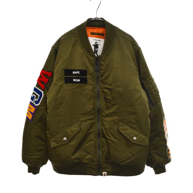 A BATHING APE アベイシングエイプ SHARK LOOSE FIT MA-1 JACKET シャーク フライトジャケット カーキ 001HJH801012M