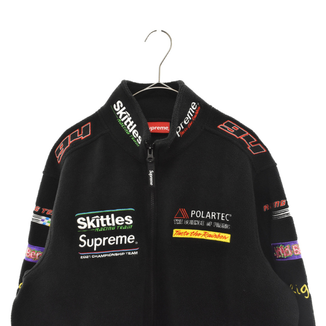 Supreme(シュプリーム)のSUPREME シュプリーム 21AW Skittles Polartec Jacket スキットルズロゴ刺繍ポーラテックフリースレーシングジャケット ブラック メンズのジャケット/アウター(フライトジャケット)の商品写真