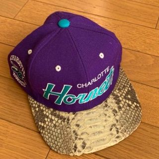 ミッチェルアンドネス(MITCHELL & NESS)のjust don Charlotte Hornets script logo(キャップ)