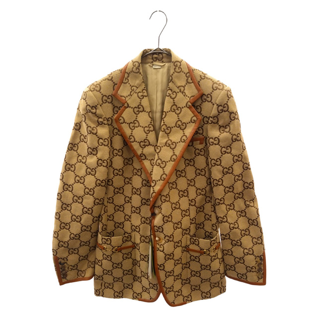 Gucci - GUCCI グッチ 100 maxi GG canvas jacket 676606 GGキャンバス 総柄2Bテーラードジャケット ブラウン