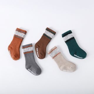 ENDO SOCKS グレー太ラインデザインのシンプル可愛い子供靴下(靴下/タイツ)