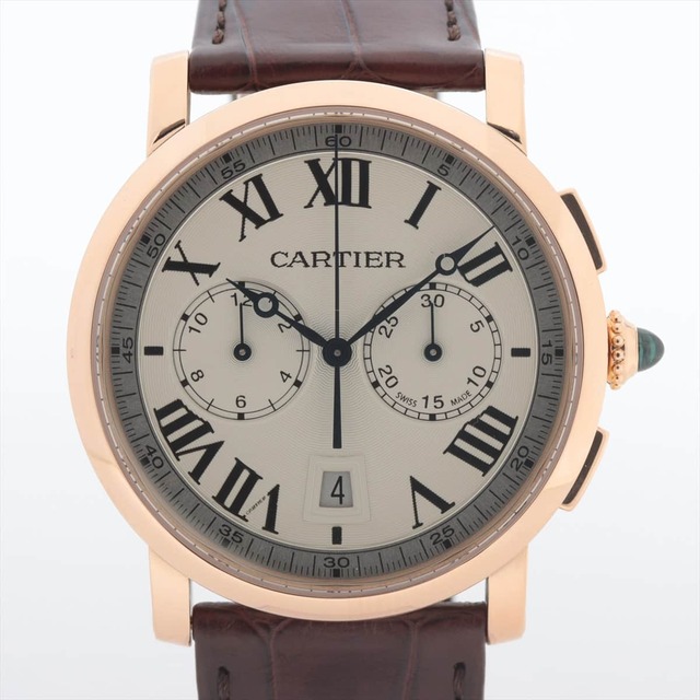 Cartier - カルティエ ロトンド ドゥ カルティエ RG×革   メンズ 腕時計