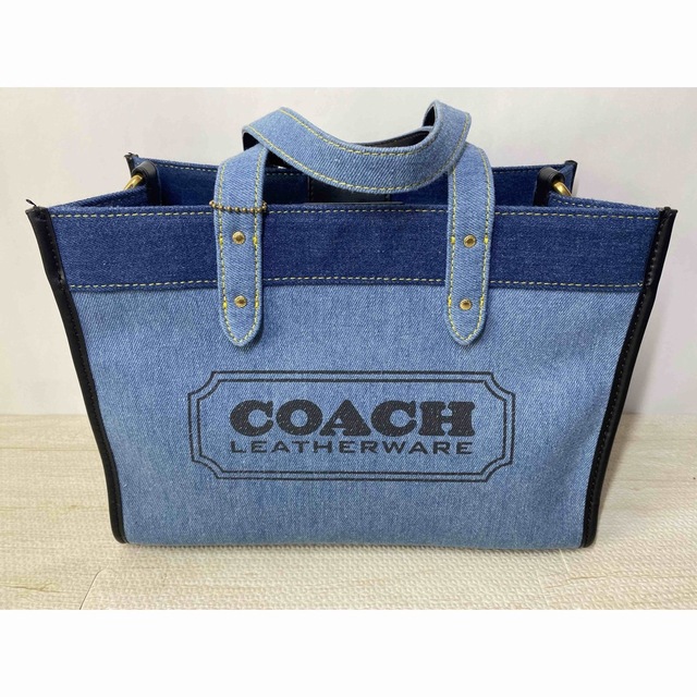 コーチ COACH 2WAY トートバッグ デニム+レザー  F89163