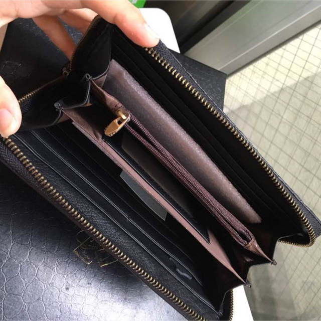 プレゼントケース付き❣️❣️長財布 メンズ ブラック メンズのファッション小物(長財布)の商品写真