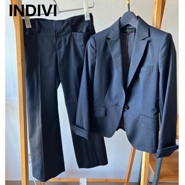 INDIVI パンツスーツ ネイビー 7号 小さいサイズ 小柄さん www