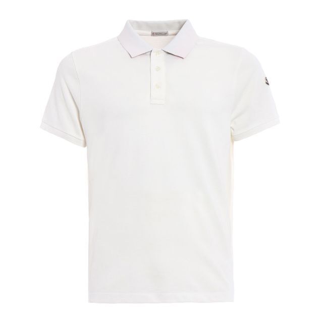 62 MONCLER ホワイト 襟裏 ロゴ プリント ポロシャツ size M 公式