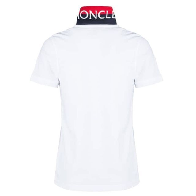MONCLER(モンクレール)の62 MONCLER ホワイト 襟裏 ロゴ プリント ポロシャツ size M メンズのトップス(ポロシャツ)の商品写真